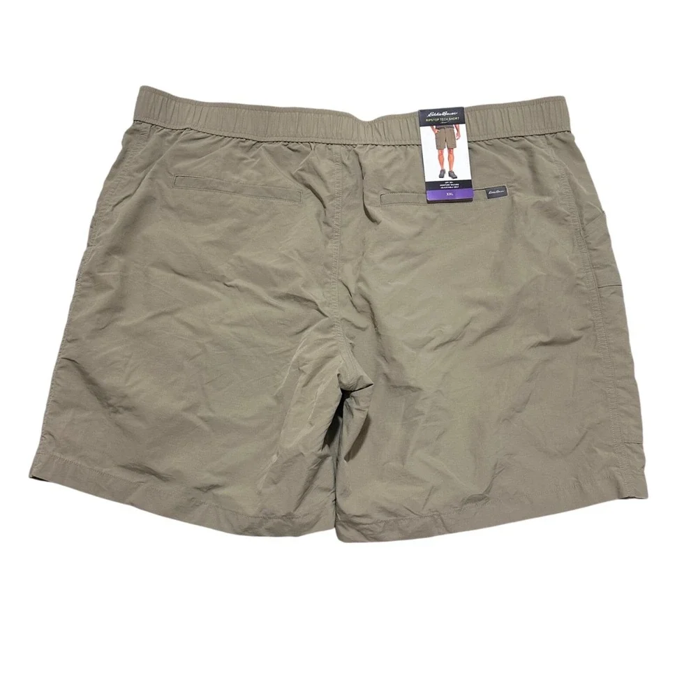 Eddie Bauer Mens XXL Khaki Tan Ripstop Tech Pull On Shorts NWT NEW‎